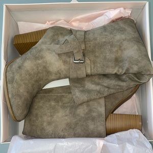 JustFab Taupe Block Heel Boot